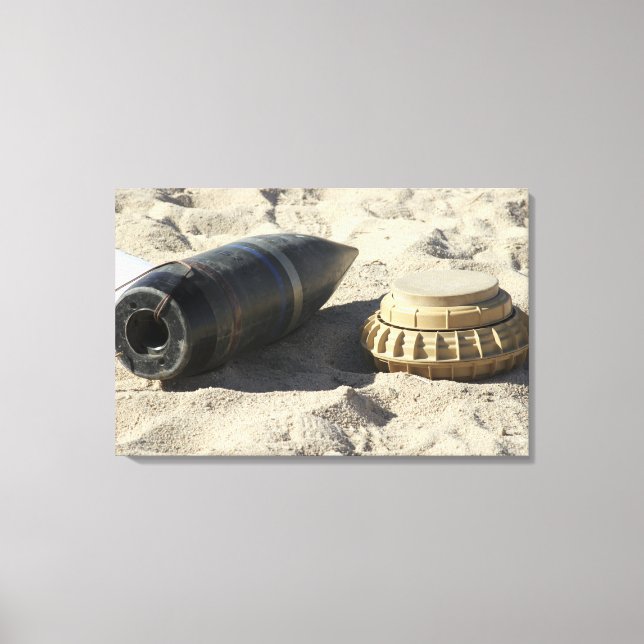 A static display of a converted ordnance shell canvas print (Front)