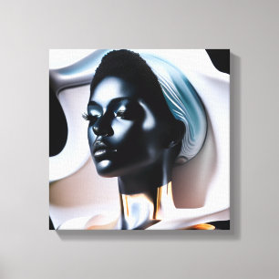 A statue of a woman wearing a hat canvas print