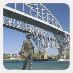 A statue of Thomas Edison by local artist Mino Square Sticker