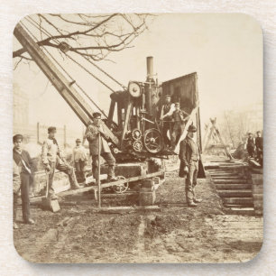 A steam crane in operation during the building of coaster