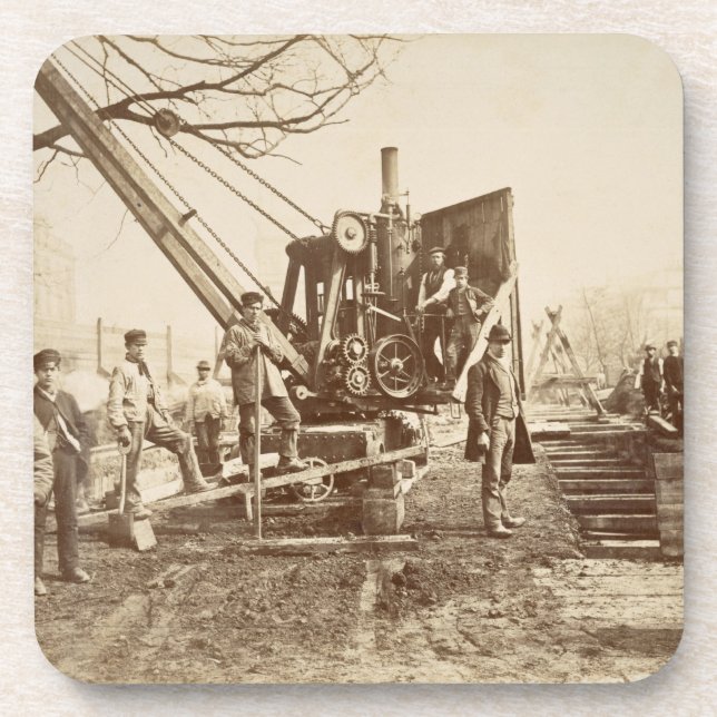 A steam crane in operation during the building of coaster (Front)