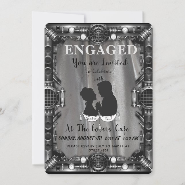 A STEAMPUNK Engagement Invitation (Front)