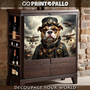 A steampunk english bulldog army aviator tissue paper