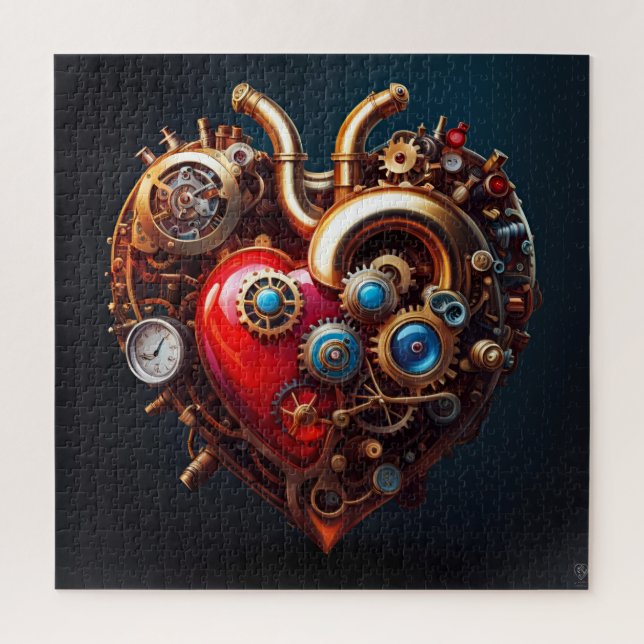 A steampunk heart jigsaw puzzle (Vertical)