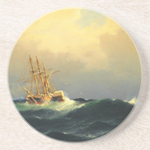 A steamship in a storm in the Atlantic Ocean Coaster