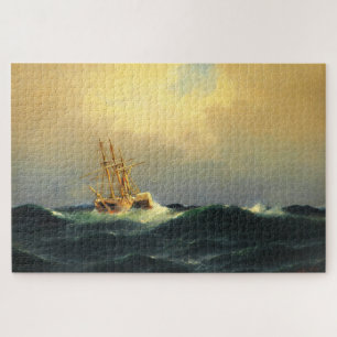 A steamship in a storm in the Atlantic Ocean Jigsaw Puzzle