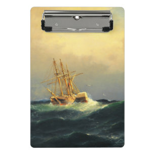 A steamship in a storm in the Atlantic Ocean Mini Clipboard