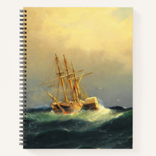 A steamship in a storm in the Atlantic Ocean Notebook
