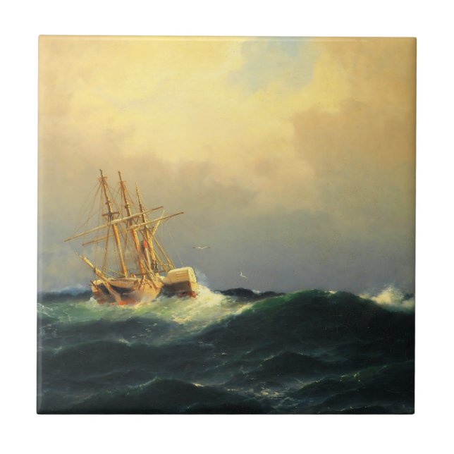 A steamship in a storm in the Atlantic Ocean Tile (Front)