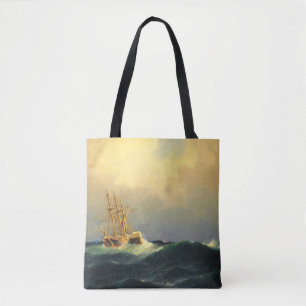 A steamship in a storm in the Atlantic Ocean Tote Bag