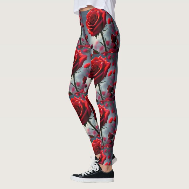 "A Stem in Bloom: The Ruby Rose" Leggings (Left)
