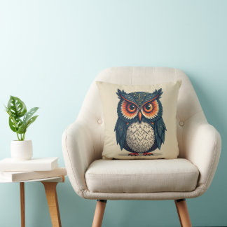a stern owl cushion