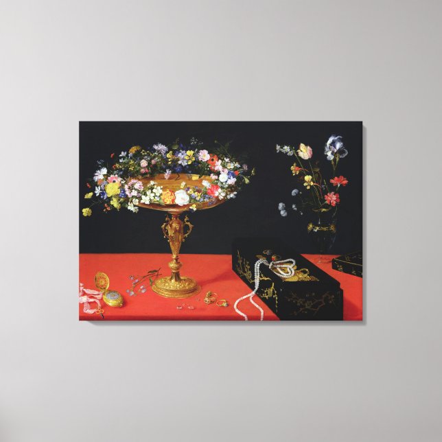 A Still Life of a Tazza with Flowers Canvas Print (Front)