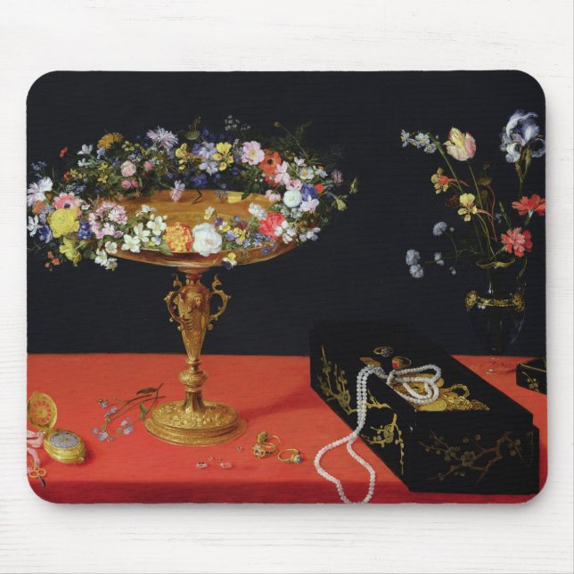 A Still Life of a Tazza with Flowers Mouse Mat (Front)