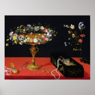 A Still Life of a Tazza with Flowers Poster