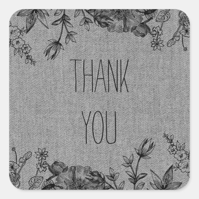 A Stitch in Time: A Floral Thank You Square Sticker (Front)