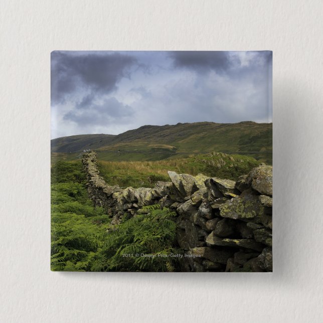 A Stone Fence Through Fields 15 Cm Square Badge (Front)
