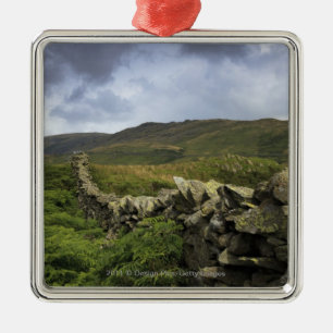 A Stone Fence Through Fields Metal Tree Decoration