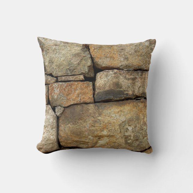 A stone wall made of cobblestones background textu cushion (Front)