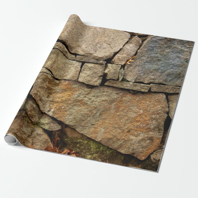 A stone wall made of cobblestones background textu wrapping paper (Unrolled)