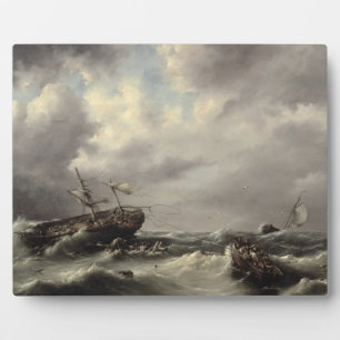 A Storm at Sea (oil on panel) Plaque