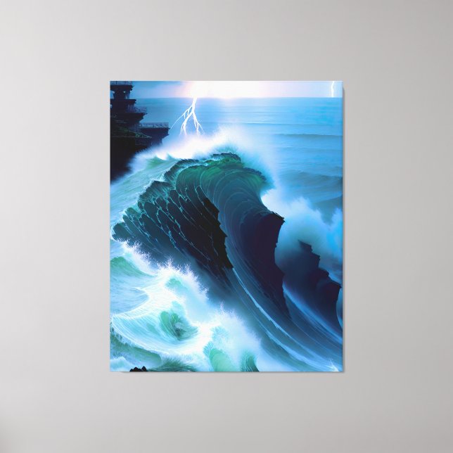 A storm by the sea AI image Canvas Print (Front)