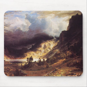 A storm in the Rock Mountains, Bierstadt Albert Mouse Mat