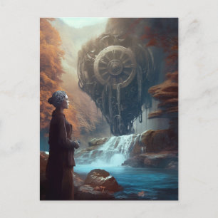 A Strange Sight in Nature Steampunk Waterfall Postcard