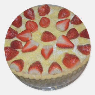 A strawberry cake classic round sticker