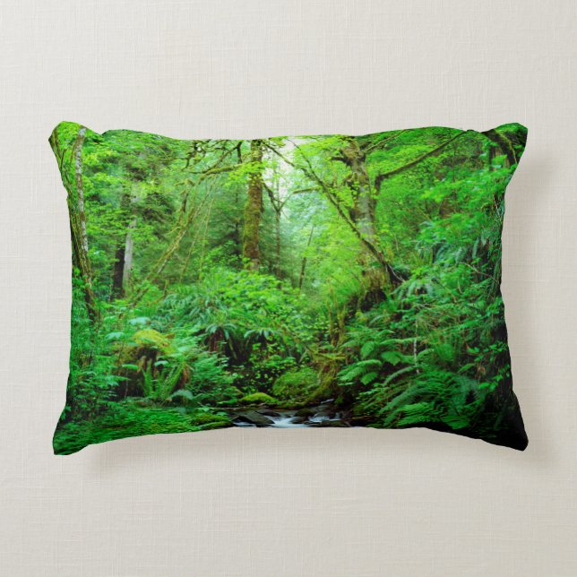 A stream in an old-growth forest decorative cushion (Front)