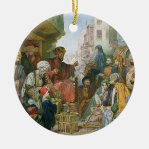 A Street in Cairo (w/c on paper) Ceramic Tree Decoration