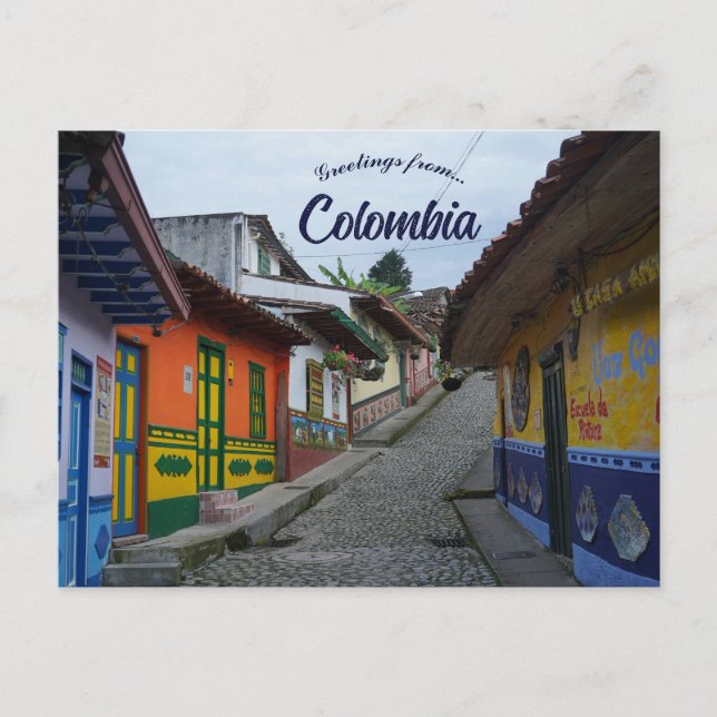 A Street in Guatape Colombia Postcard (Front)