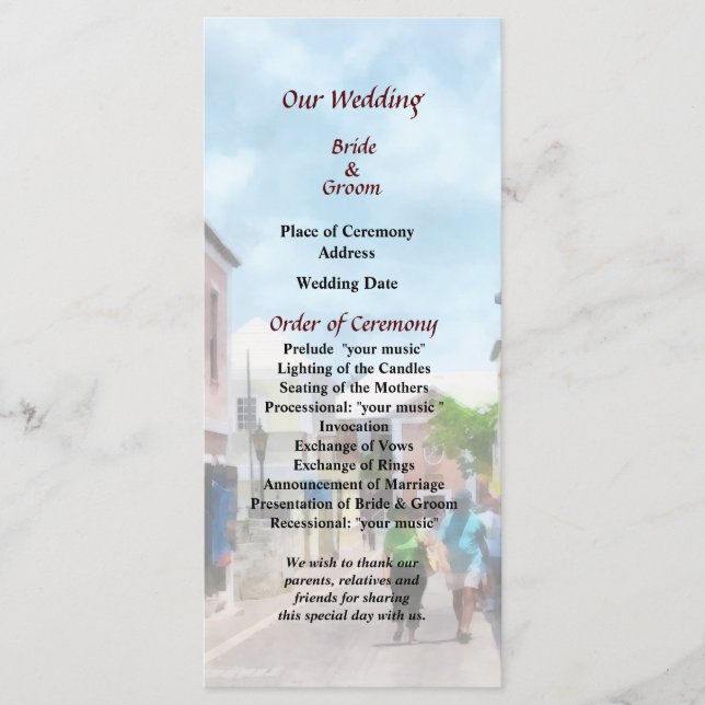 A Street in St George Bermuda Wedding Program Programme (Front)
