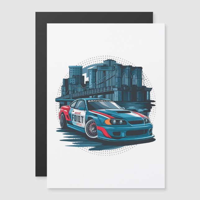 A Street Racing Car Magnetic Invitation (Front/Back)