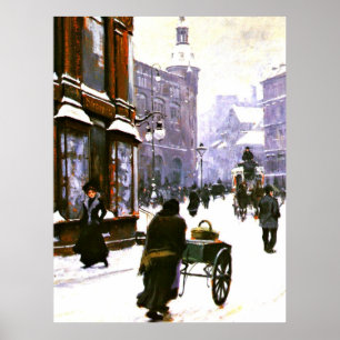 A Street Scene in Winter, Copenhagen Poster