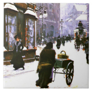 A Street Scene in Winter, Copenhagen, Tile