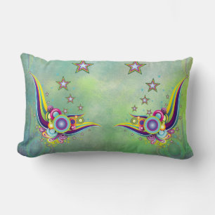 A Striking aquamarine abstract Lumbar Cushion