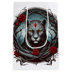 A striking illustration of a panther medium gift bag