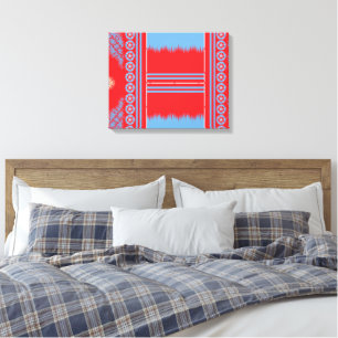 A striking pattern of red and blue, elegantly fram canvas print