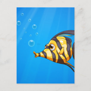 A striped coloured fish under the sea postcard