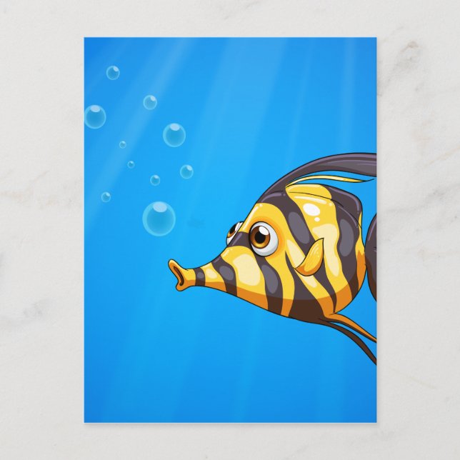 A striped coloured fish under the sea postcard (Front)