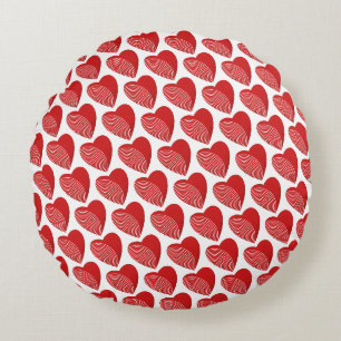 A Striped Red Heart Round Cushion