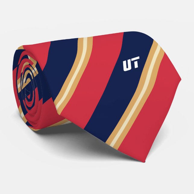 A Striped Tie in Blue, Red and Yellow Neck Tie (Rolled)