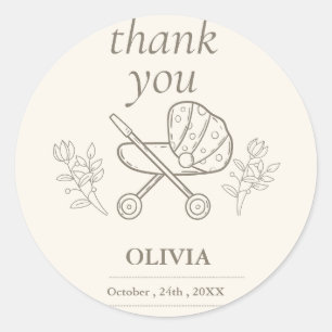 A Stroller Adventure Gender Neutral Baby Shower Classic Round Sticker