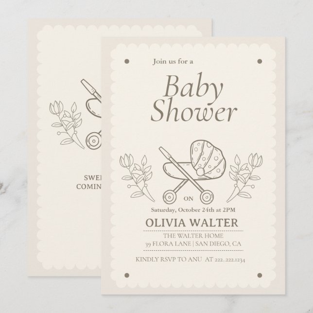 A Stroller Adventure | Gender Neutral Baby Shower Invitation (Front/Back)
