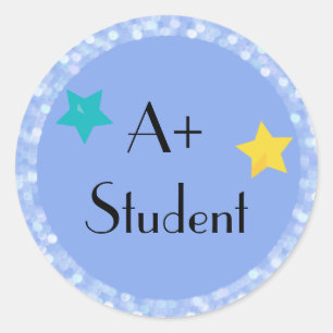 A+ Student with Stars Classic Round Sticker
