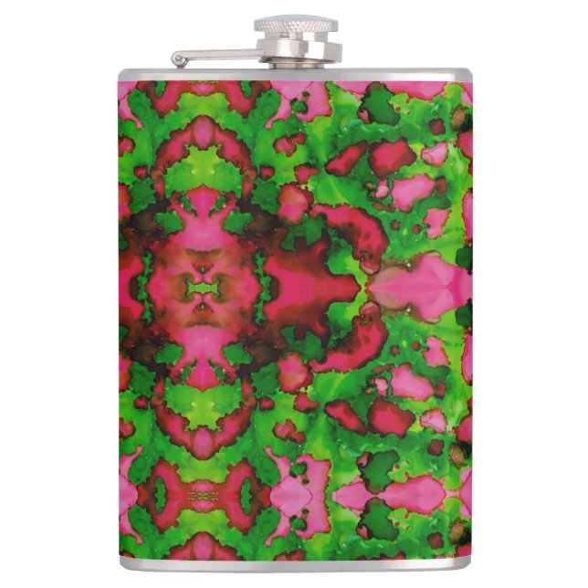 A Study in Pink & Green Hip Flask (Front)