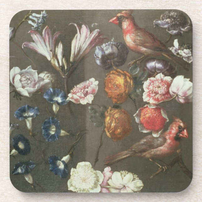 A Study of Peonies, Convolvulus, Lilies and two Fi Coaster (Front)