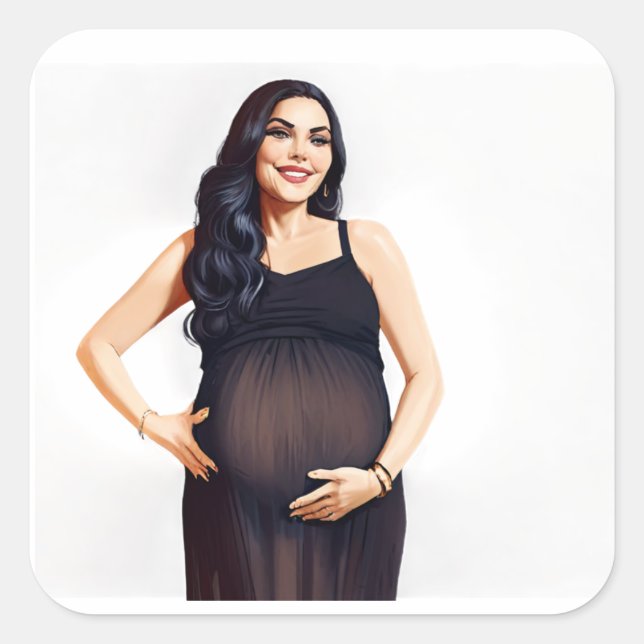A Stunning and Glamourous Pregnant Woman Square Sticker (Front)