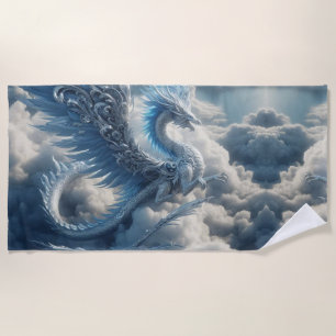 A Stunning Dragon Surrounded by Clouds Beach Towel